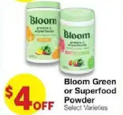 United Supermarkets Bloom Green or Superfood Powder offer