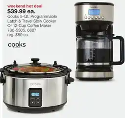 JC Penney Cooks 5-Qt. Programmable Latch & Travel Slow Cooker Or 12-Cup Coffee Maker offer