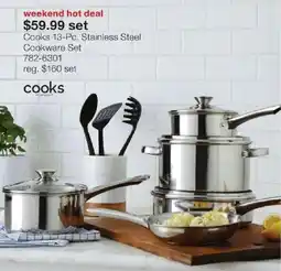 JC Penney Cooks 13-Pc. Stainless Steel Cookware Set offer