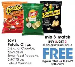 Fry's Lay's Potato Chips or Cheetos or Smartfood Popcorn offer