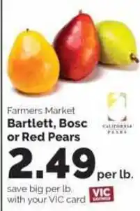 Harris Teeter Farmers Market Bartlett, Bosc or Red Pears offer