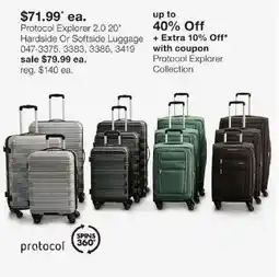 JC Penney Protocol Explorer 2.0 Luggage offer