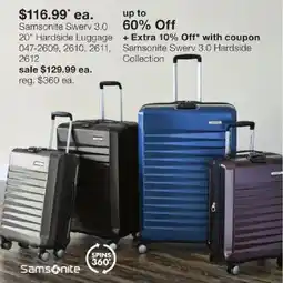 JC Penney Samsonite Swerv 3.0 Hardside Luggage offer