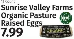 Caraluzzi's Sunrise Valley Farms organic pasture raised eggs offer