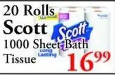 Chanatry's Hometown Market Scott 1000 Sheet Bath Tissue offer