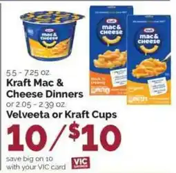 Harris Teeter Kraft Mac & Cheese Dinners or Kraft Cups or Velveeta Mac & Cheese Cups offer
