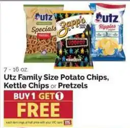 Harris Teeter Utz Family Size Potato Chips, Kettle Chips or Pretzels offer