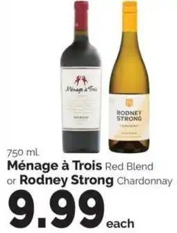Harris Teeter Ménage à Trois Red Blend or Rodney Strong Chardonnay offer