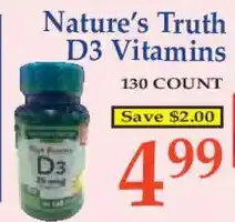 Market Basket Nature's Truth D3 Vitamins offer