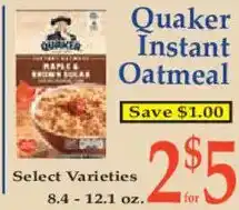 Market Basket Quaker instant oatmeal offer