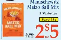 Market Basket Manischewitz matzo ball mix offer