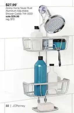 JC Penney Zenna Home Never Rust Aluminum Adjustable Shower Caddy offer