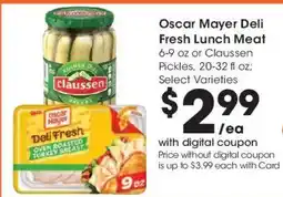 Ralphs Oscar Mayer Deli Fresh Lunch Meat offer