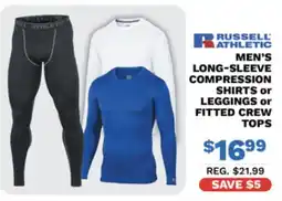 Big 5 Russell Athletic men's long-sleeve compression shirts or leggings or fitted crew tops offer