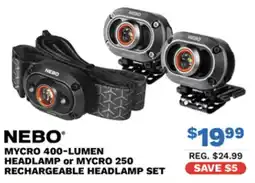 Big 5 Nebo mycro 400-lumen headlamp or mycro 250 rechargeable headlamp set offer