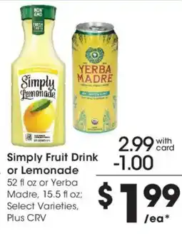 Ralphs Simply Fruit Drink or Lemonade offer