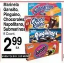Superior Grocers Marinela Gansito, Pinguino, Chocoroles, Napolitanito, Submarinos offer