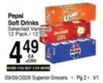 Superior Grocers Pepsi soft drinks offer
