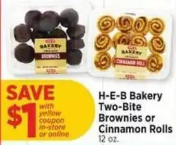 H-E-B H-E-B Bakery Two-Bite Brownies or Cinnamon Rolls offer