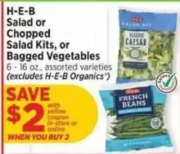 H-E-B H-E-B Salad or Chopped Salad Kits, or Bagged Vegetables offer