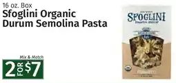 Caraluzzi's Sfoglini organic durum semolina pasta offer