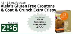 Caraluzzi's Aleia's Gluten Free Croutons & Coat & Crunch Extra Crispy offer