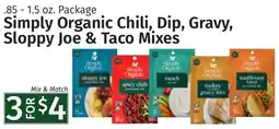 Caraluzzi's Simply Organic Chili, Dip, Gravy, Sloppy Joe & Taco Mixes offer