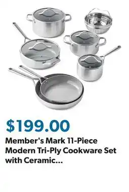 Sam's Club Member's Mark 11-Piece Modern Tri-Ply Cookware Set with Ceramic Coating offer