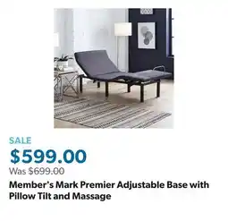 Sam's Club Member's Mark Premier Adjustable Base with Pillow Tilt and Massage offer
