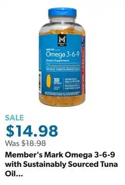 Sam's Club Member's Mark Omega 3-6-9 with Sustainably Sourced Tuna Oil Softgels, 300 ct offer
