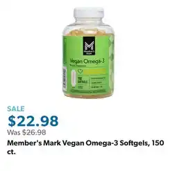 Sam's Club Member's Mark Vegan Omega-3 Softgels, 150 ct offer