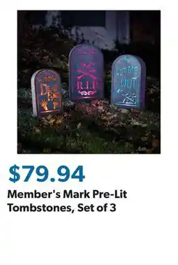 Sam's Club Member's Mark Pre-Lit Tombstones, Set of 3 offer