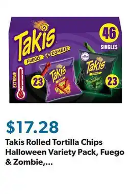 Sam's Club Takis Rolled Tortilla Chips Halloween Variety Pack, Fuego & Zombie, 1 oz., 46 pk offer