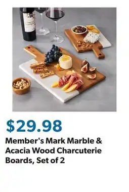 Sam's Club Member's Mark Marble & Acacia Wood Charcuterie Boards, Set of 2 offer