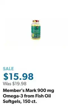 Sam's Club Member's Mark 900 mg Omega-3 from Fish Oil Softgels, 150 ct offer
