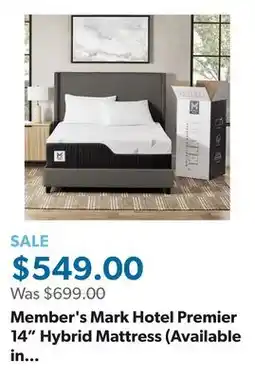 Sam's Club Member's Mark Hotel Premier 14 Hybrid Mattress (Available in Medium, Plush, and Firm) offer