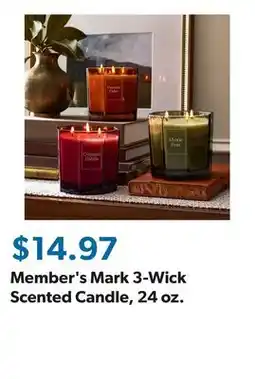 Sam's Club Member's Mark 3-Wick Scented Candle, 24 oz offer