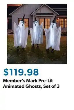 Sam's Club Member's Mark Pre-Lit Animated Ghosts, Set of 3 offer