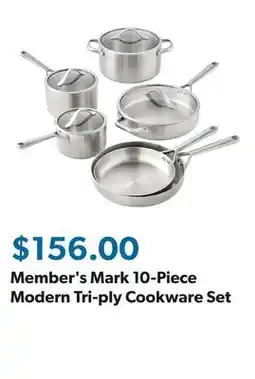 Sam's Club Member's Mark 10-Piece Modern Tri-ply Cookware Set offer