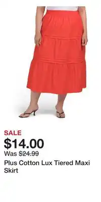 TJ Maxx Plus Cotton Lux Tiered Maxi Skirt offer