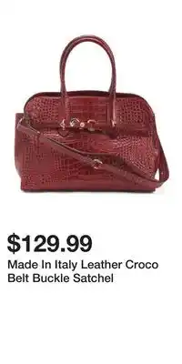 TJ Maxx Made In Italy Leather Croco Belt Buckle Satchel offer