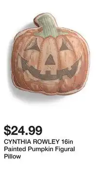 TJ Maxx CYNTHIA ROWLEY 16in Painted Pumpkin Figural Pillow offer