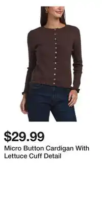 TJ Maxx Micro Button Cardigan With Lettuce Cuff Detail offer