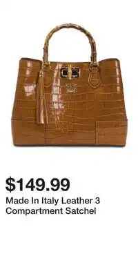 TJ Maxx Made In Italy Leather 3 Compartment Satchel offer