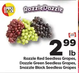 Weis Markets Razzle Red Seedless Grapes, Dazzle Green Seedless Grapes, Snazzle Black Seedless Grapes offer