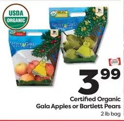 Weis Markets Certified Organic Gala Apples or Bartlett Pears offer