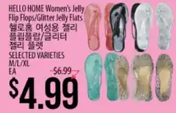 Hmart HELLO HOME Women's Jelly Flip Flops/Glitter Jelly Flats offer