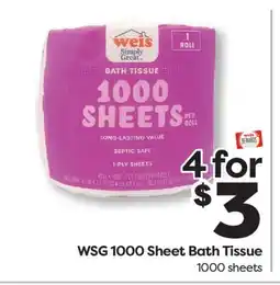 Weis Markets WSG 1000 Sheet Bath Tissue offer