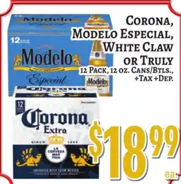 Trade Fair Supermarket CORONA, MODELO ESPECIAL, WHITE CLAW OR TRULY offer