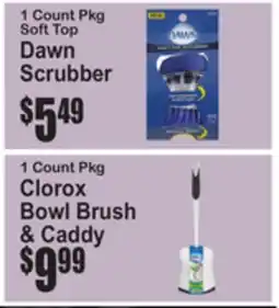 SuperFresh 1 Count Pkg Soft Top Dawn Scrubber, 1 Count Pkg Clorox Bowl Brush & Caddy offer